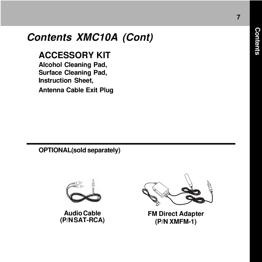 Audiovox XMC-10A manual Accessory KIT 