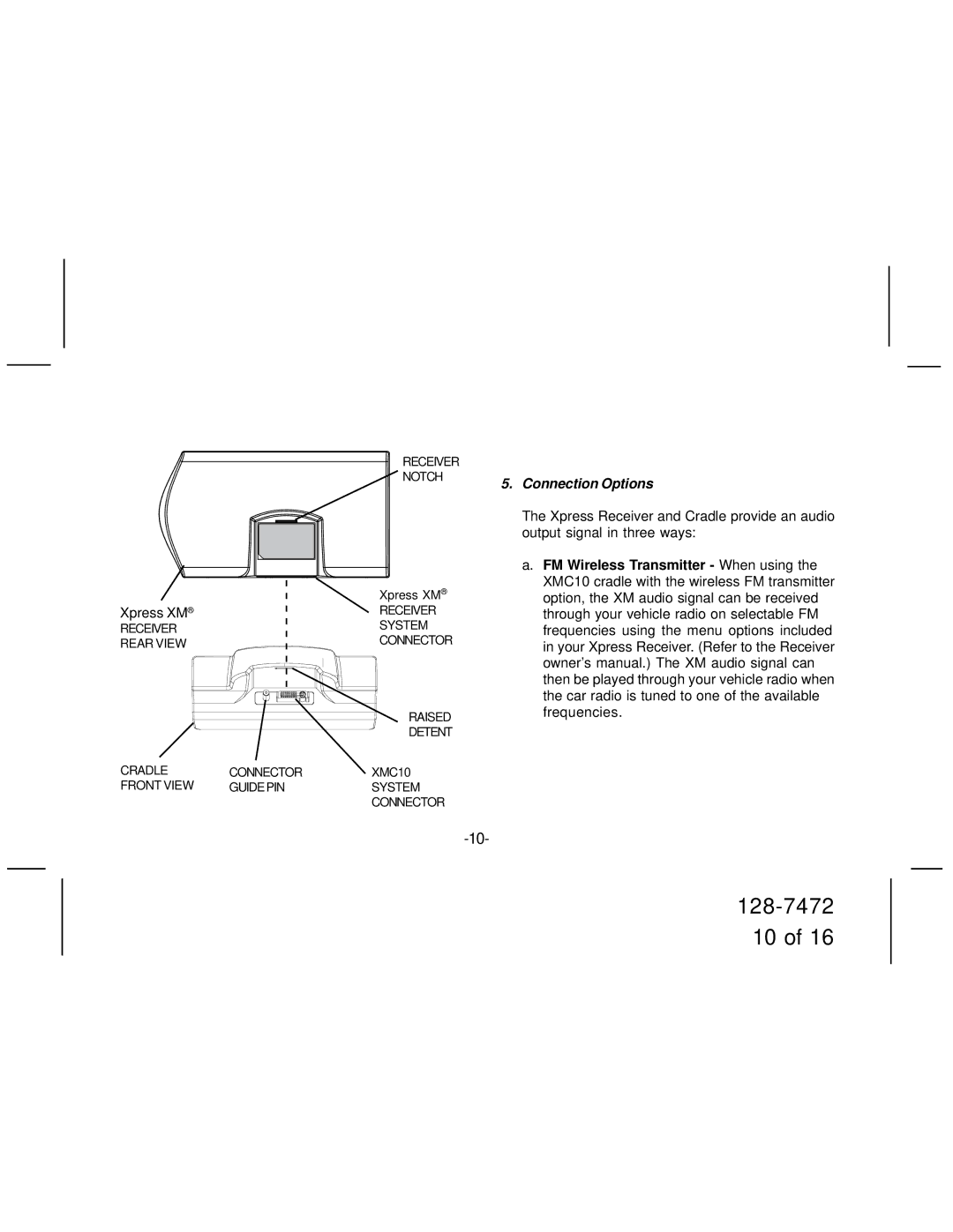 Audiovox XMC10 manual Connection Options 