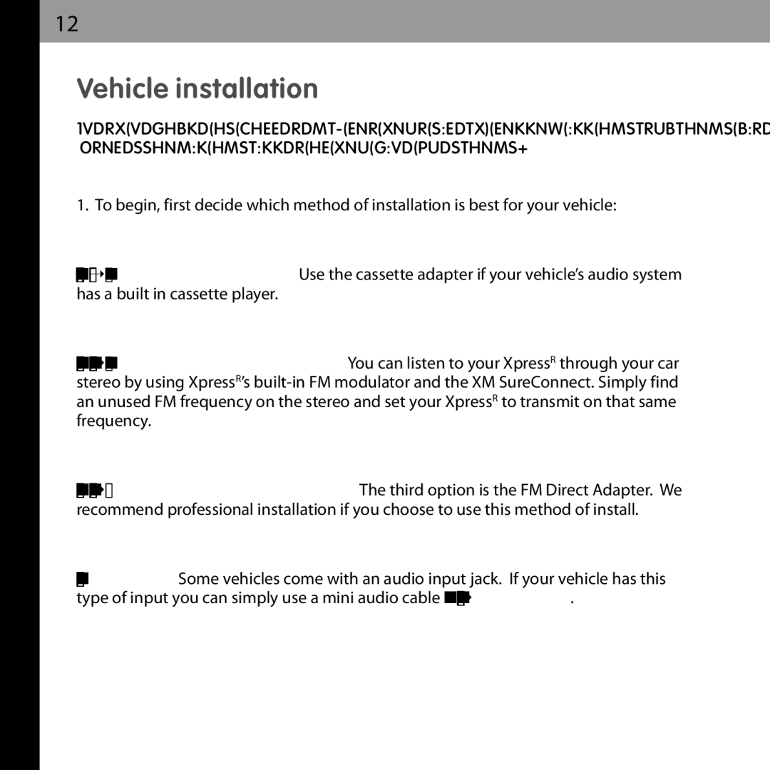 Audiovox XMCK-20P manual Vehicle installation 