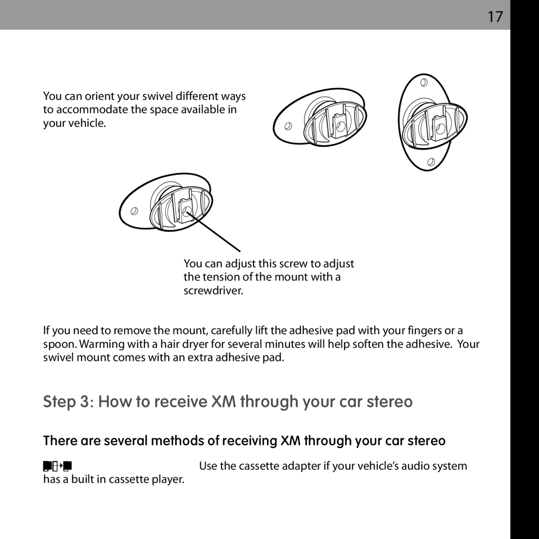 Audiovox XMCK-20P manual How to receive XM through your car stereo 