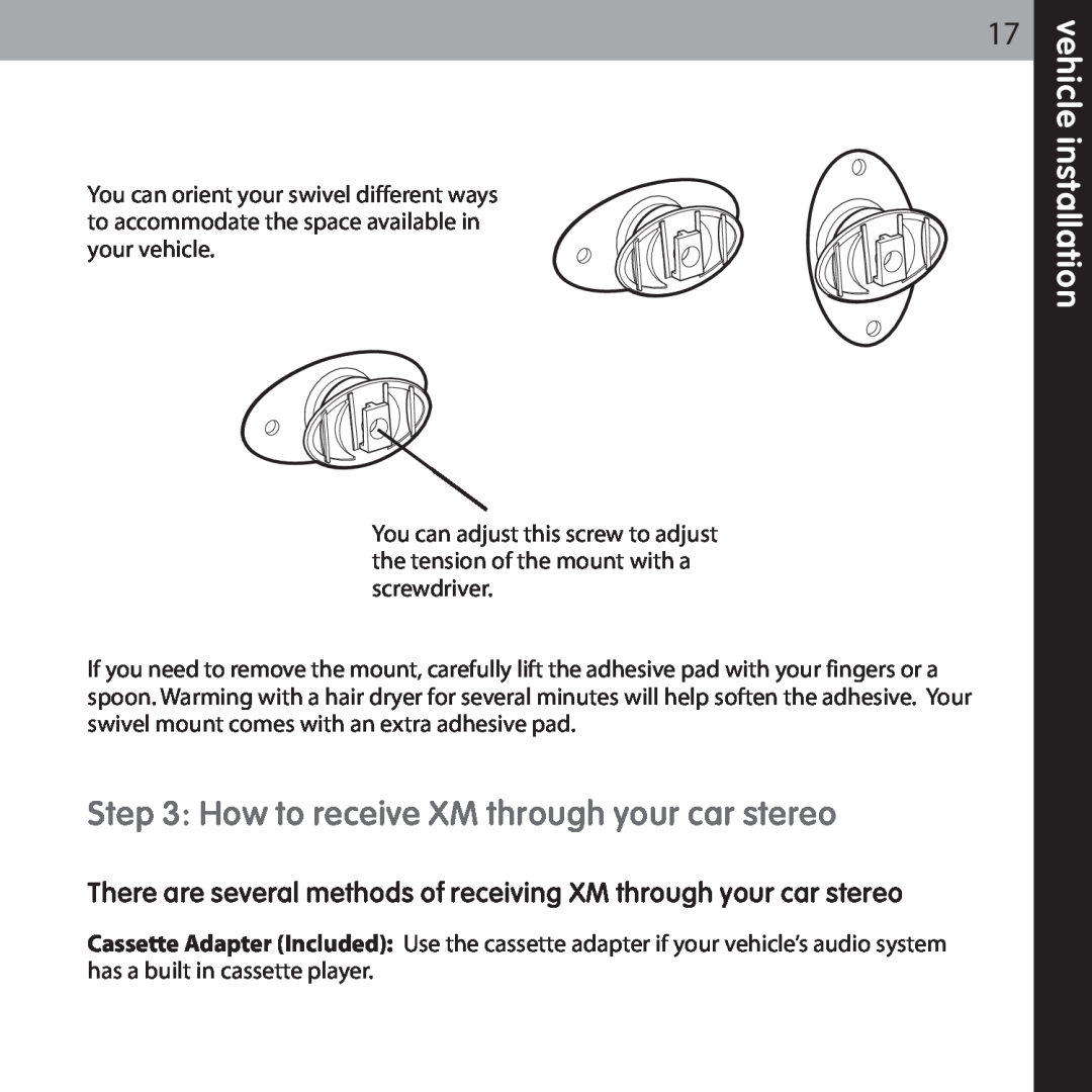 Audiovox XMCK-20P manual How to receive XM through your car stereo, vehicle installation 