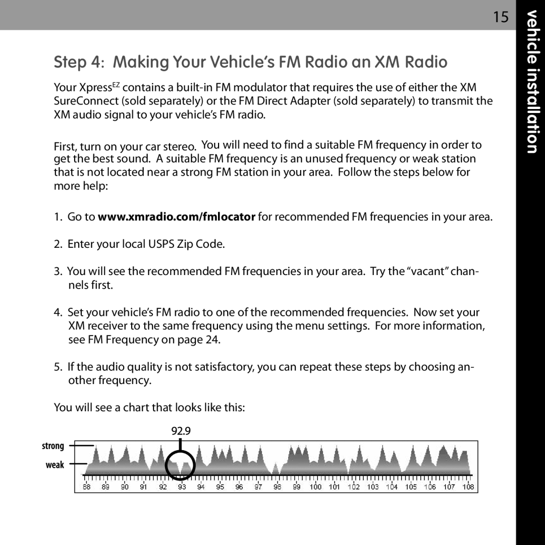 Audiovox XMCK-5P manual Making Your Vehicle’s FM Radio an XM Radio 