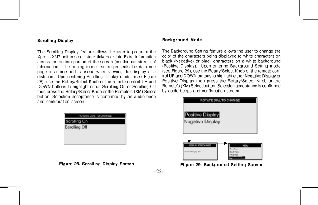 Audiovox XMCK10AP manual Scrolling Display, Background Mode 