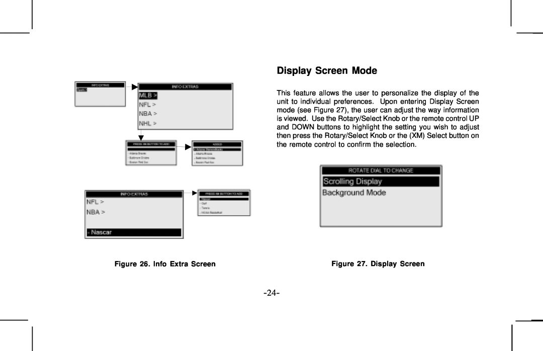 Audiovox XMCK10AP manual Display Screen Mode, Info Extra Screen 