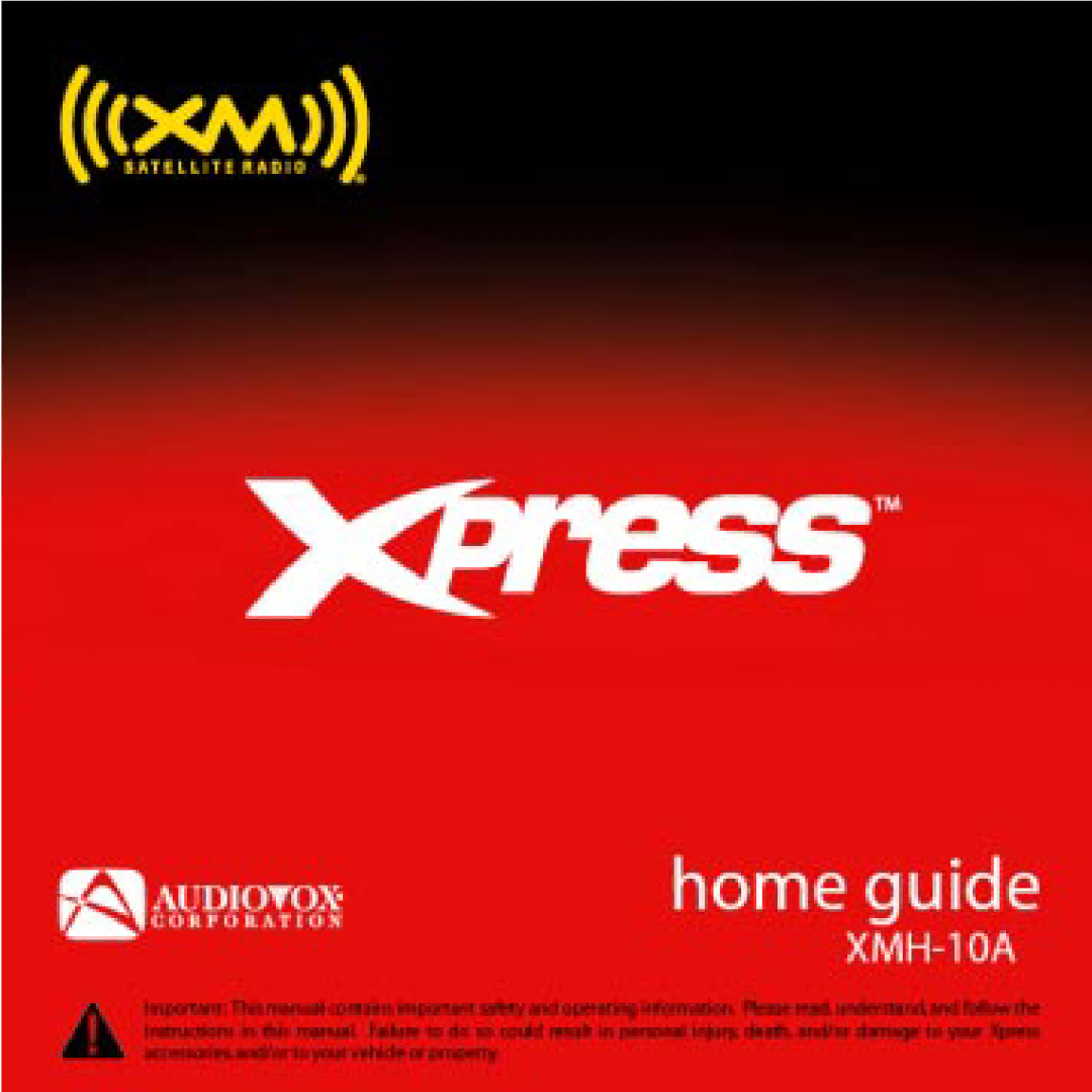 Audiovox XMH-10A manual 