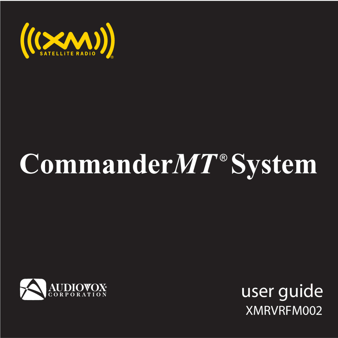 Audiovox XMRVRFM002 manual CommanderMT System 