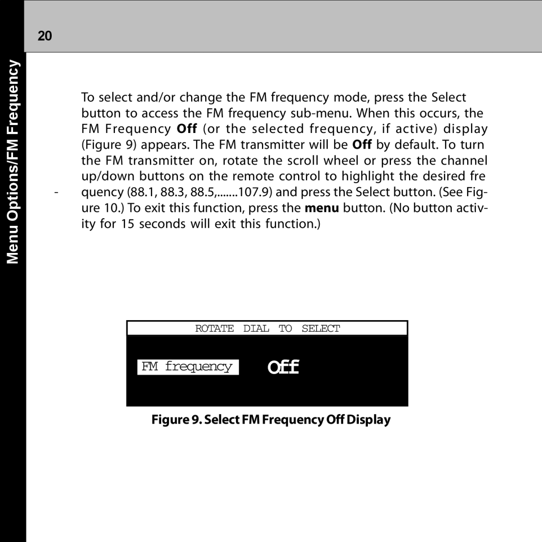 Audiovox XMRVRFM002 manual Off 