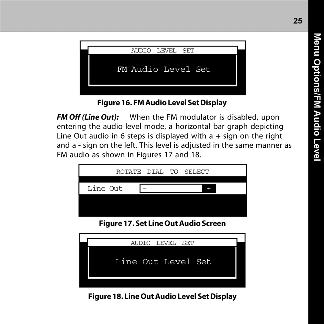 Audiovox XMRVRFM002 manual FM Audio Level Set, Line Out Level Set 