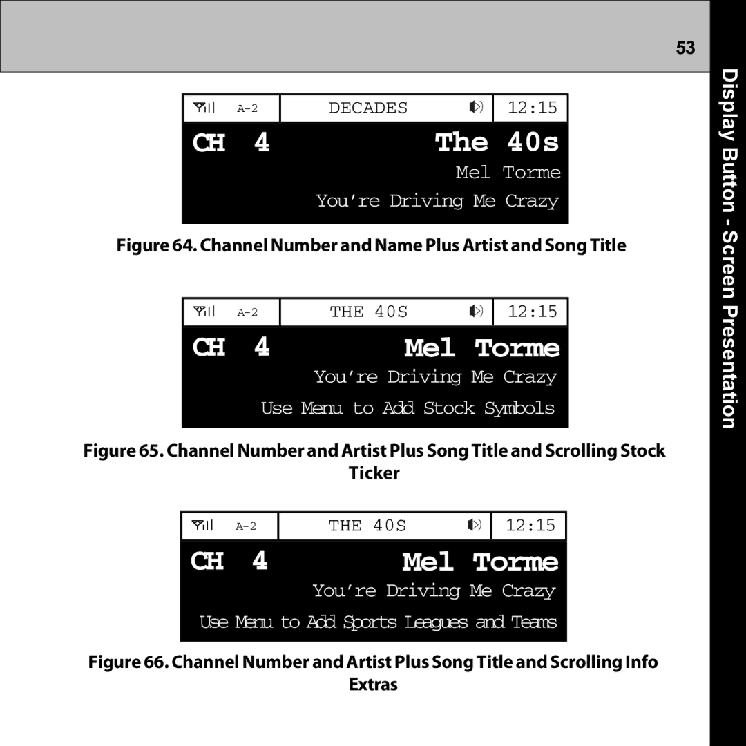 Audiovox XMRVRFM002 manual Use Menu to Add Stock Symbols, Use Menu to Add Sports Leagues and Teams 