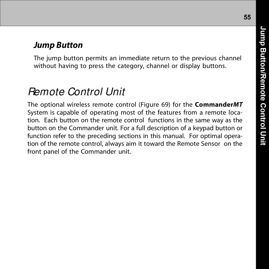 Audiovox XMRVRFM002 manual Jump Button/Remote Control Unit 