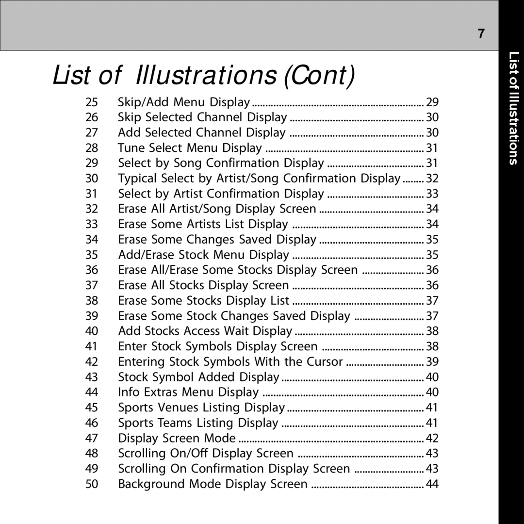 Audiovox XMRVRFM002 manual List Illustrations 