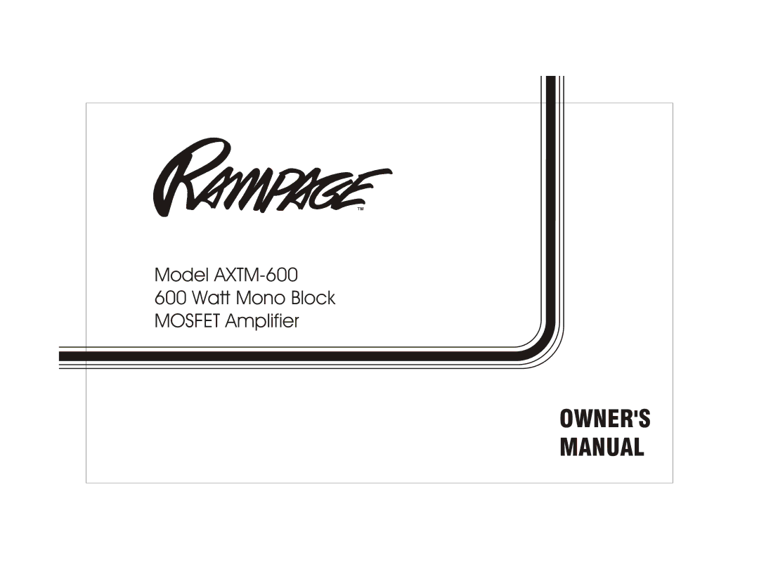 Audiovox XTM-600 owner manual Owners Manual 