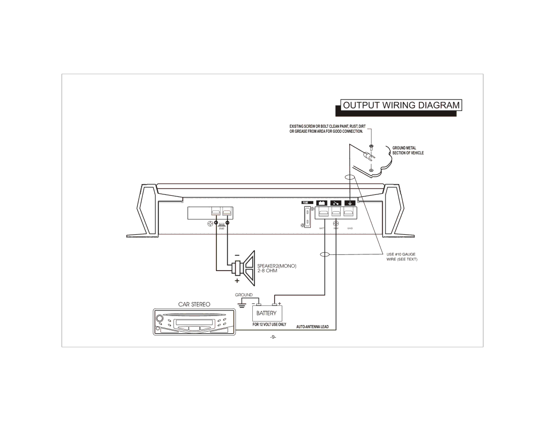 Audiovox XTM-600 owner manual Output Wiring Diagram 