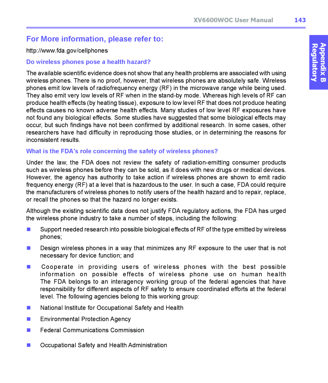 Audiovox XV6600WOC manual 143, Do wireless phones pose a health hazard? 