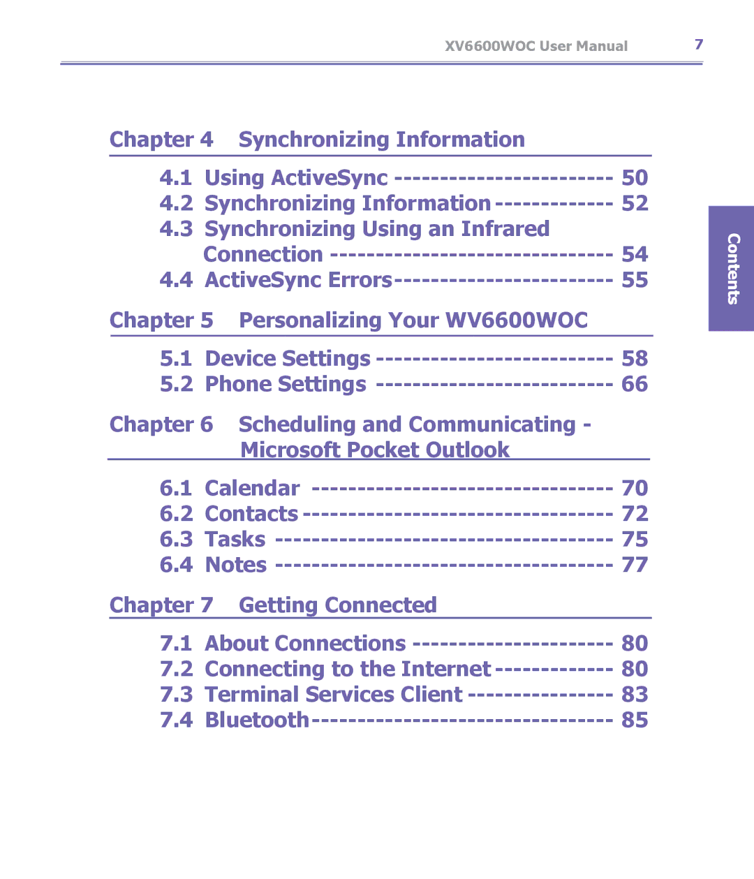 Audiovox XV6600WOC manual Chapter Synchronizing Information, Synchronizing Using an Infrared, Chapter Getting Connected 