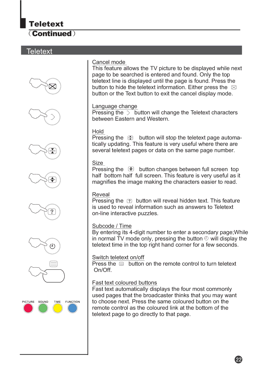 Audix TVD6040 owner manual Teletext 