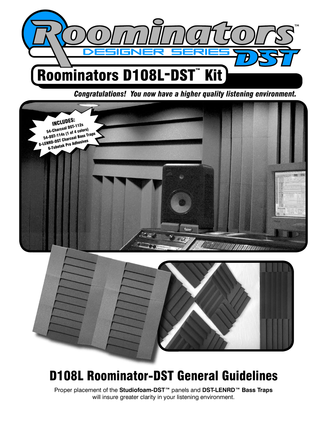 Auralex Acoustics manual D108L Roominator-DST General Guidelines 