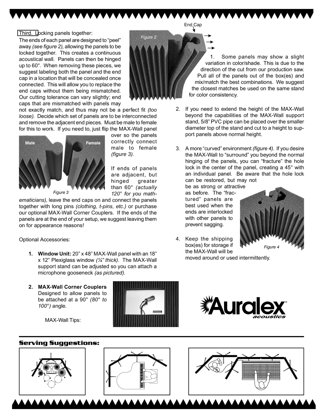 Auralex Acoustics manual Third. Locking panels together, MAX-Wall Tips 