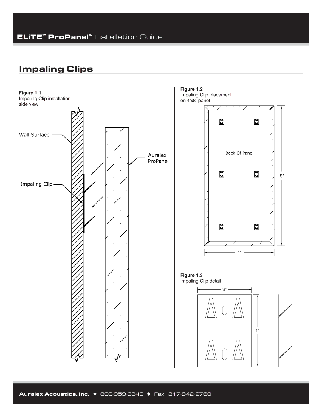 Auralex Acoustics Panels manual Impaling Clips, Impaling Clip detail 