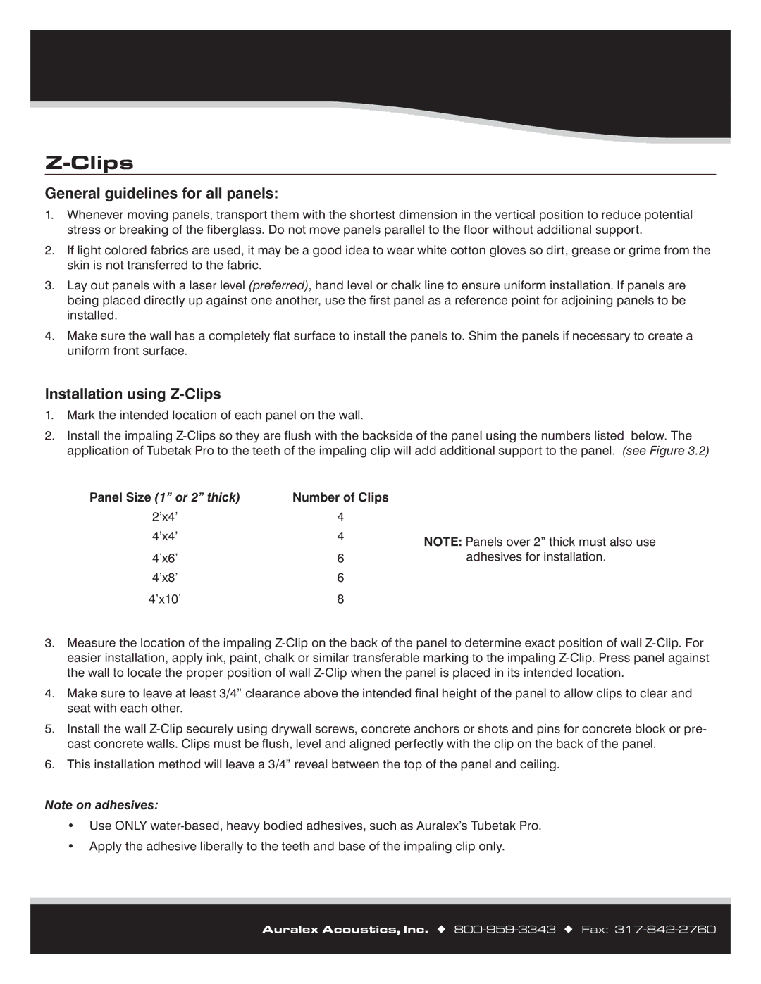 Auralex Acoustics Panels manual Installation using Z-Clips 