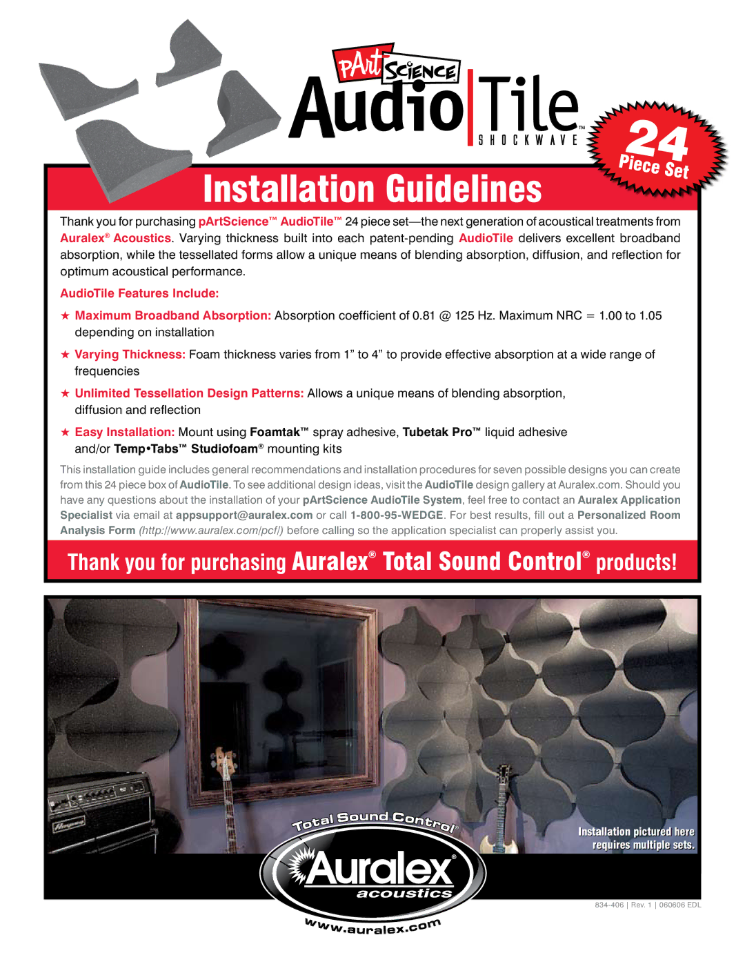 Auralex Acoustics ShockWave manual Installation Guidelines 