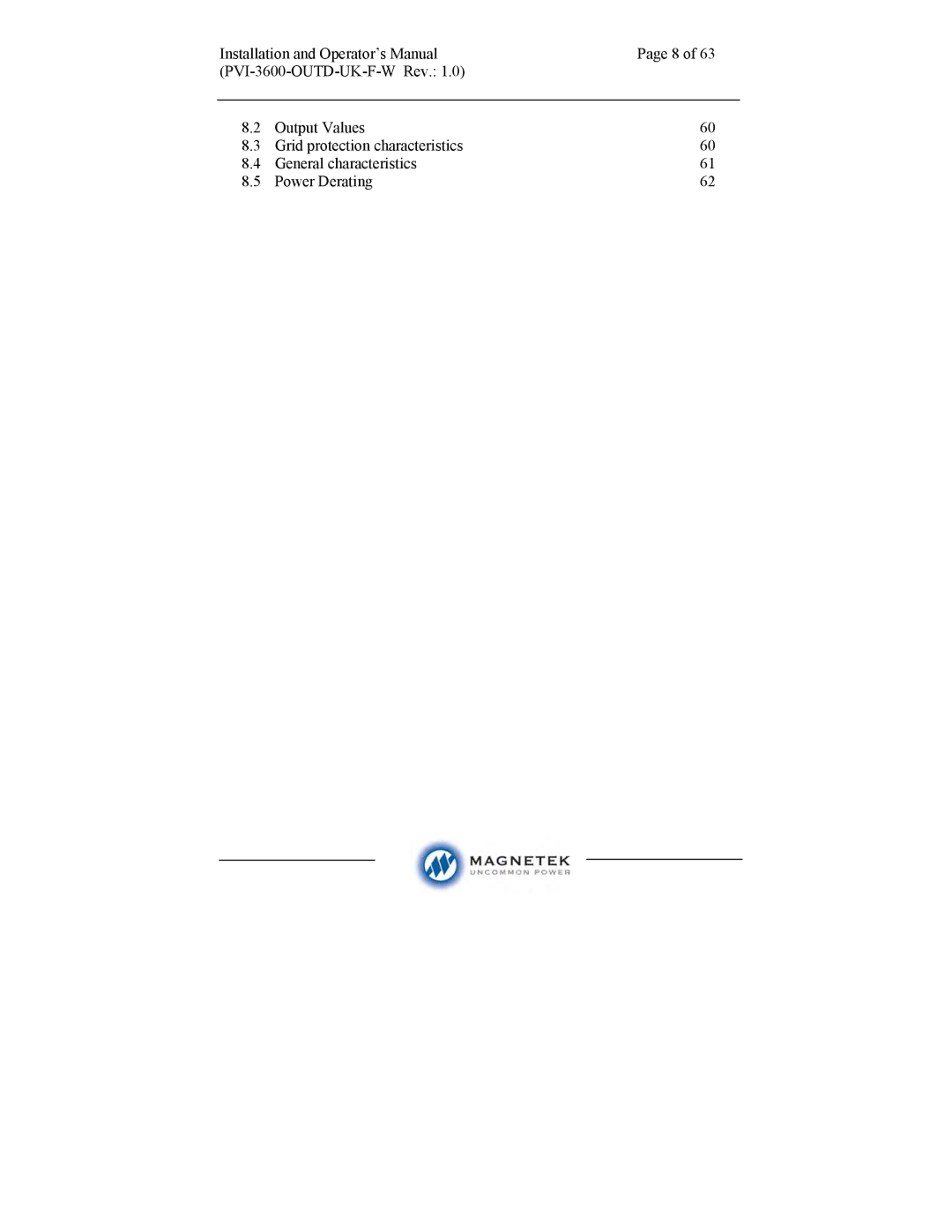 Aurora Electronics PVI-3600-OUTD-UK-F-W manual 