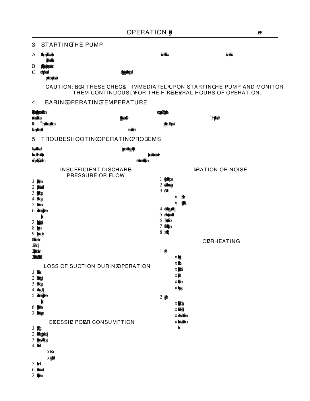 Aurora of America 492, 442 manual Starting the Pump, Bearing Operating Temperature, Troubleshooting Operating Problems 