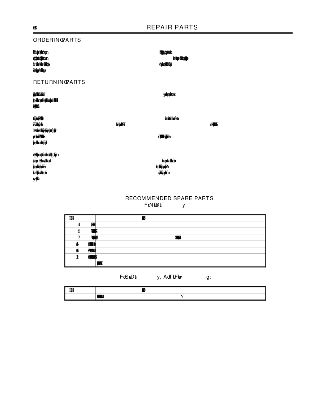 Aurora of America 492, 442, Horizontal Split Case & Split Case Fire Pump manual Repair Parts, Ordering Parts, Returning Parts 