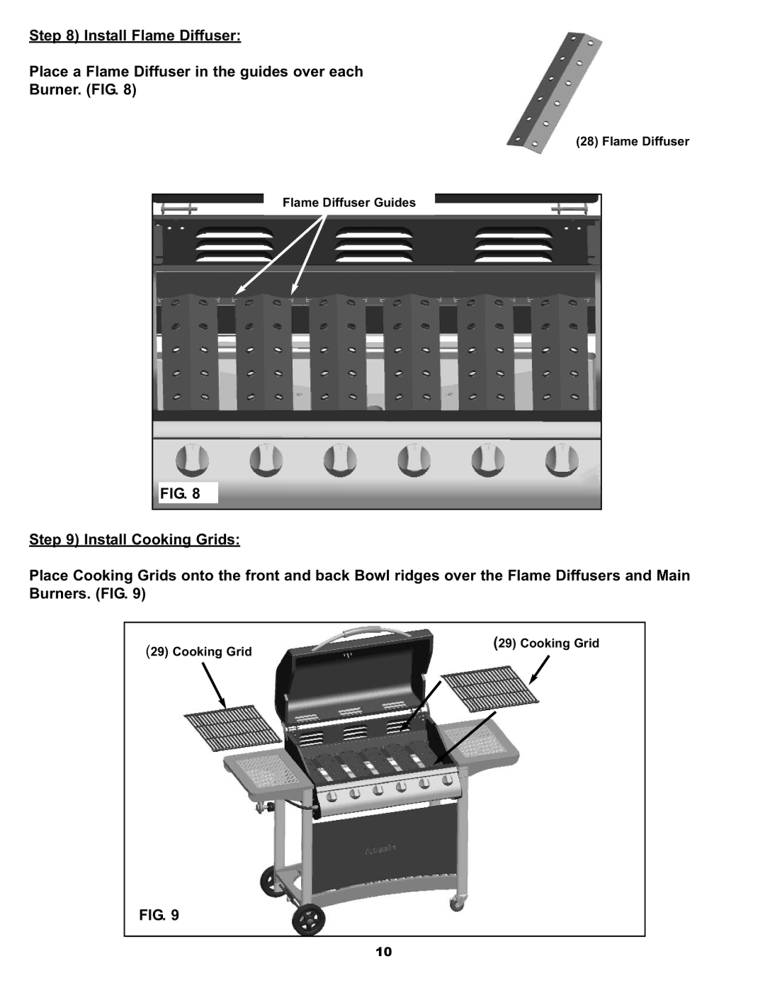 Aussie 3 ELITE manual Flame Diffuser Flame Diffuser Guides, Cooking Grid 