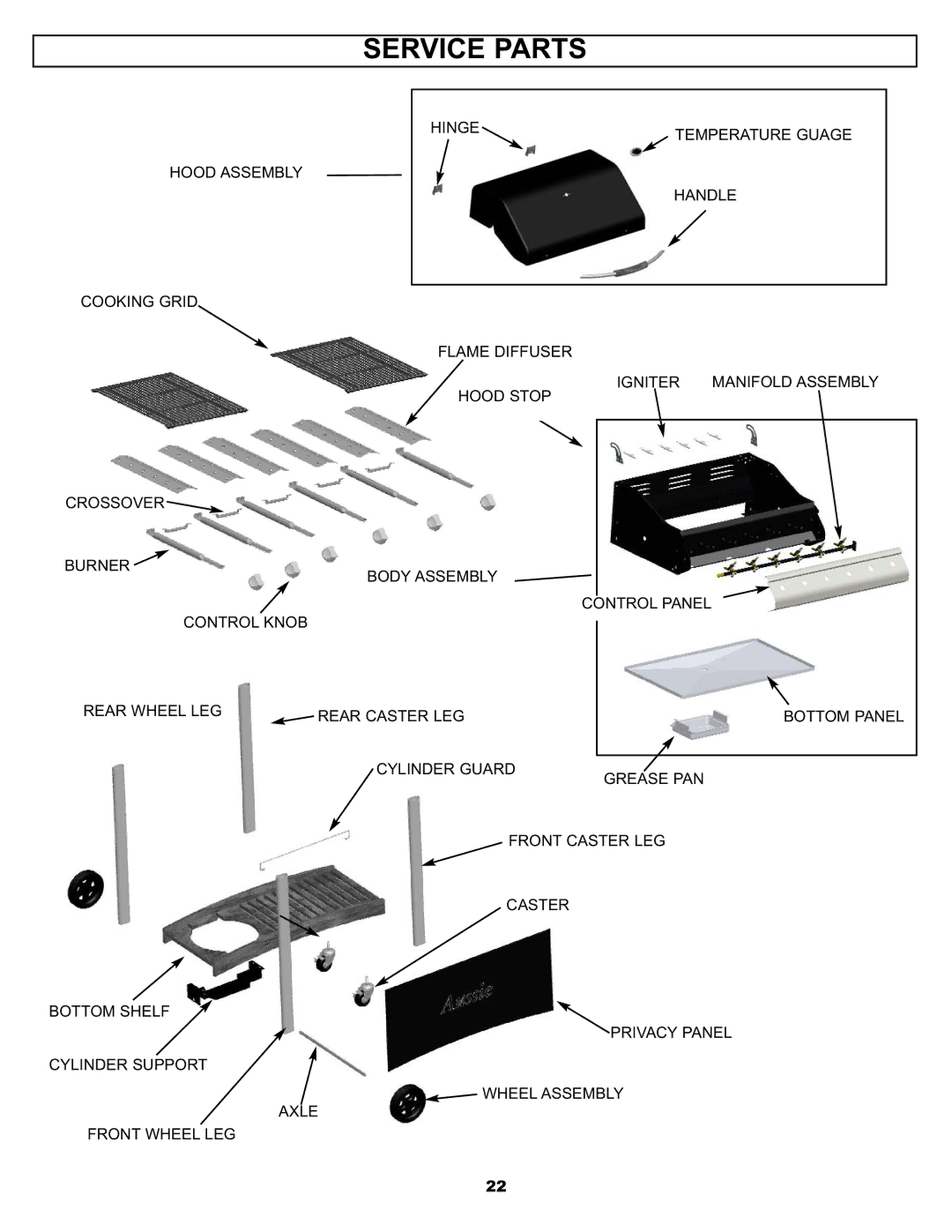 Aussie 3 ELITE manual Service Parts 