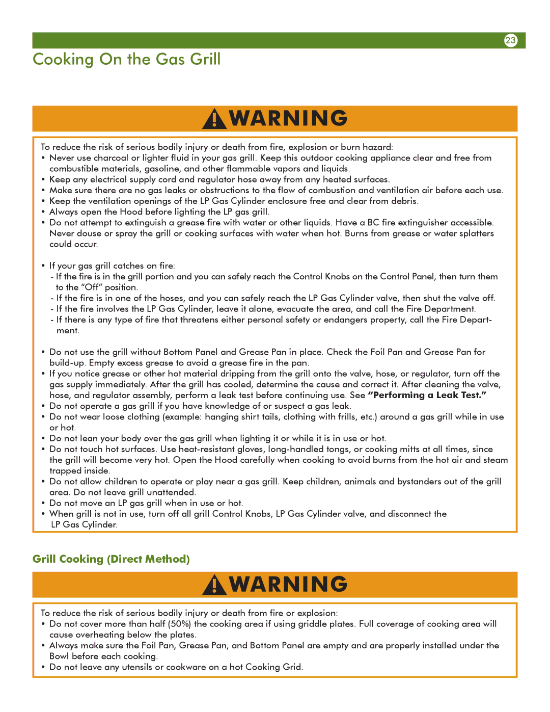 Aussie 6703C8FKK1 manual Cooking On the Gas Grill, Grill Cooking Direct Method 