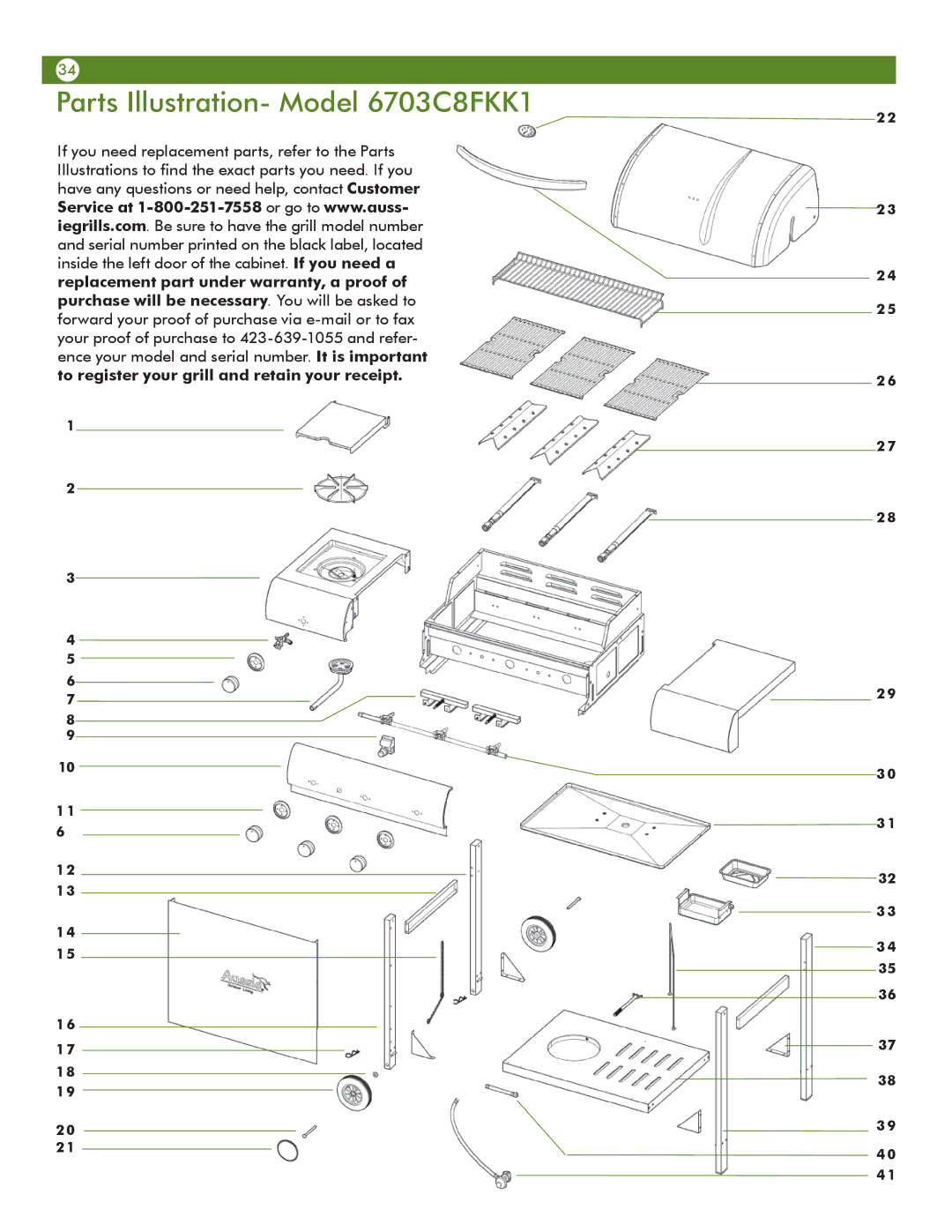 Aussie manual Parts Illustration- Model 6703C8FKK1 