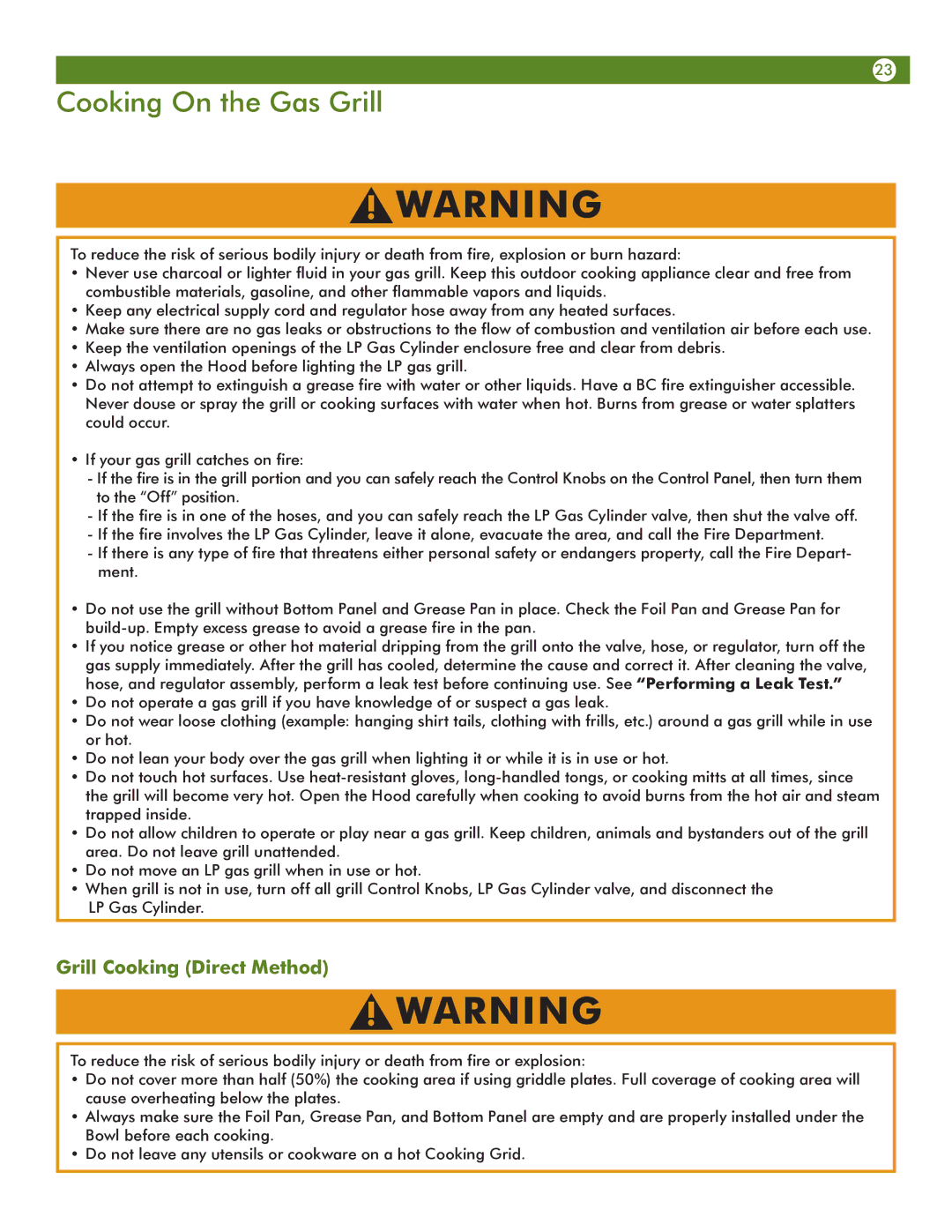 Aussie 6703T8DV31 manual Cooking On the Gas Grill, Grill Cooking Direct Method 