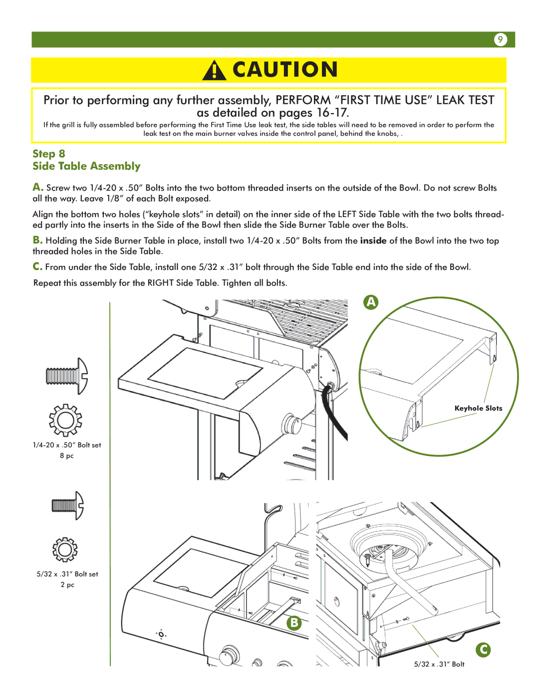 Aussie 6703T8DV31 manual Step Side Table Assembly 