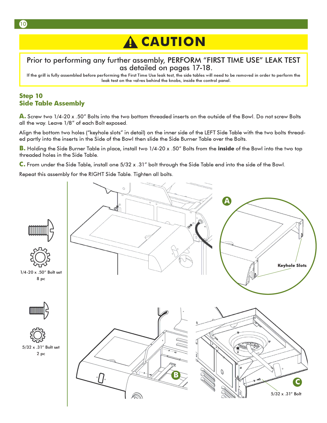 Aussie 6804S8-S11 manual Step Side Table Assembly 