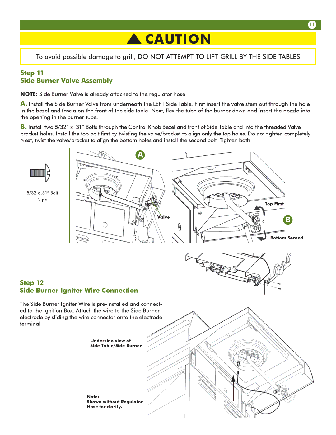 Aussie 6804S8-S11 manual Step Side Burner Valve Assembly, Step Side Burner Igniter Wire Connection 