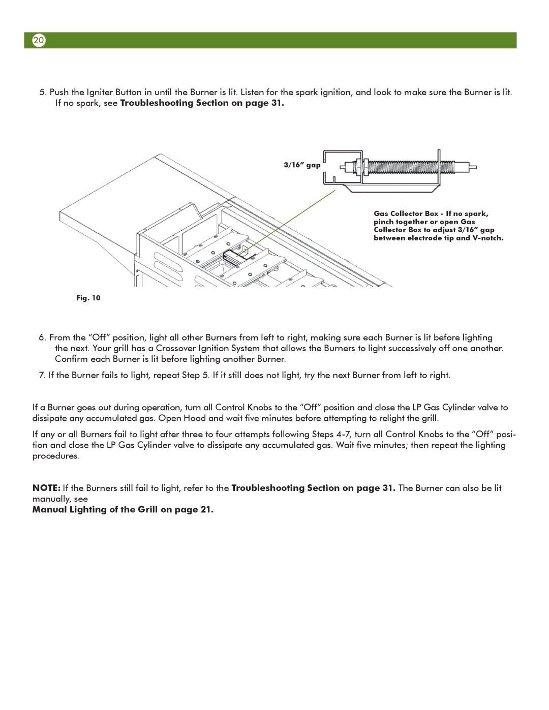 Aussie 6804S8-S11 manual Manual Lighting of the Grill on 