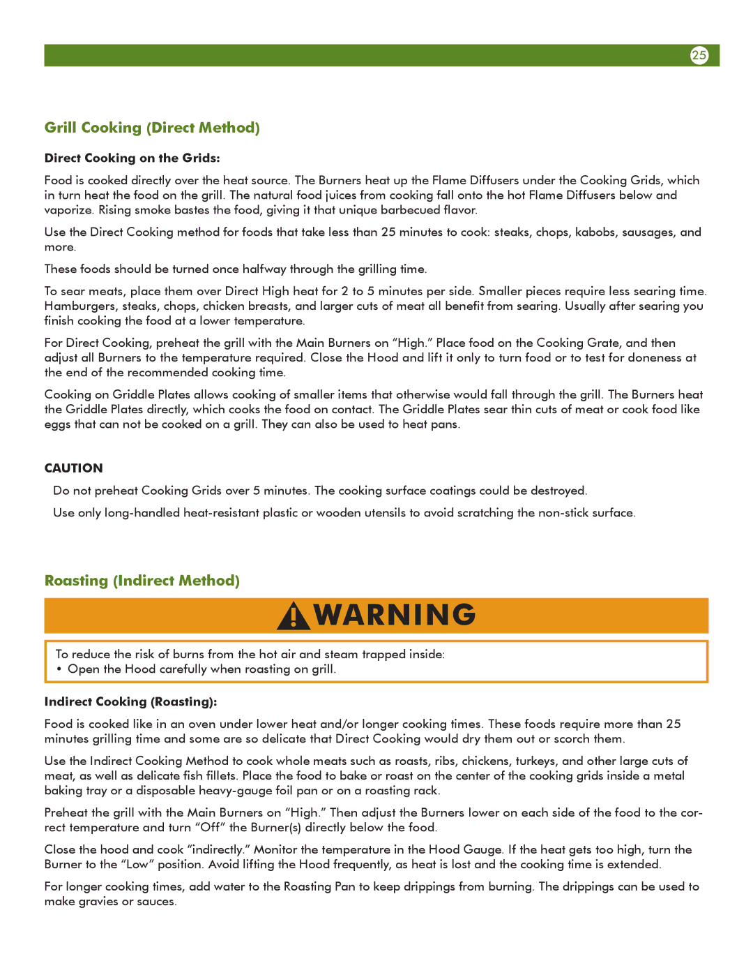 Aussie 6804S8-S11 manual Roasting Indirect Method, Direct Cooking on the Grids, Indirect Cooking Roasting 