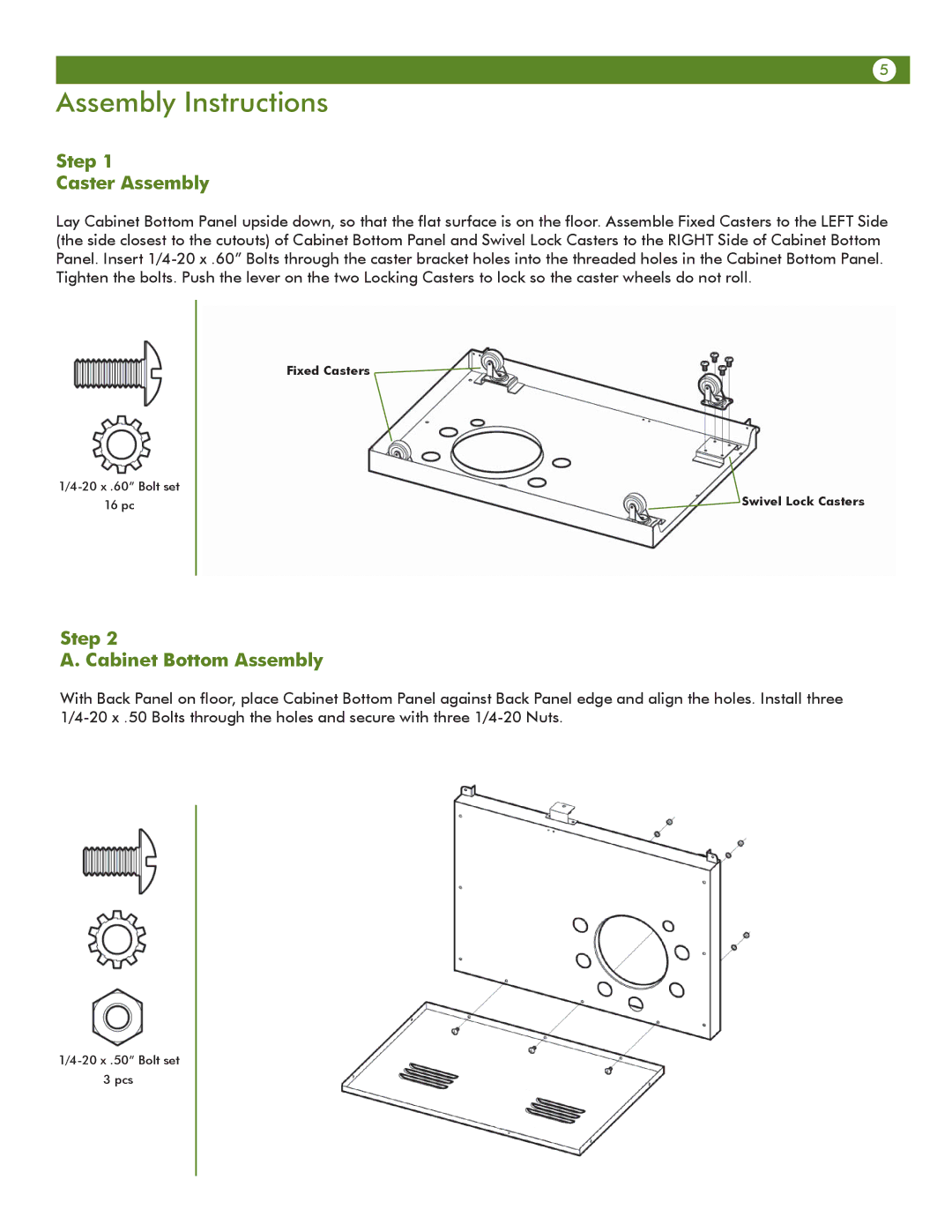 Aussie 6804S8-S11 manual Assembly Instructions, Step Caster Assembly, Step Cabinet Bottom Assembly 