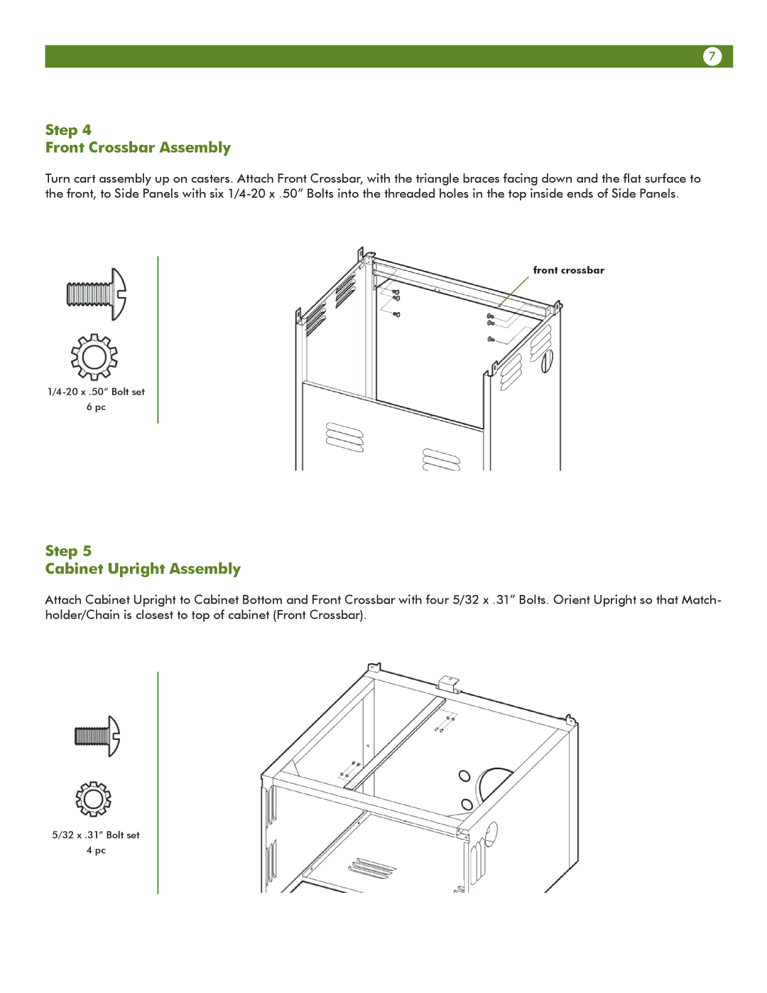 Aussie 6804S8-S11 manual Step Front Crossbar Assembly, Step Cabinet Upright Assembly 