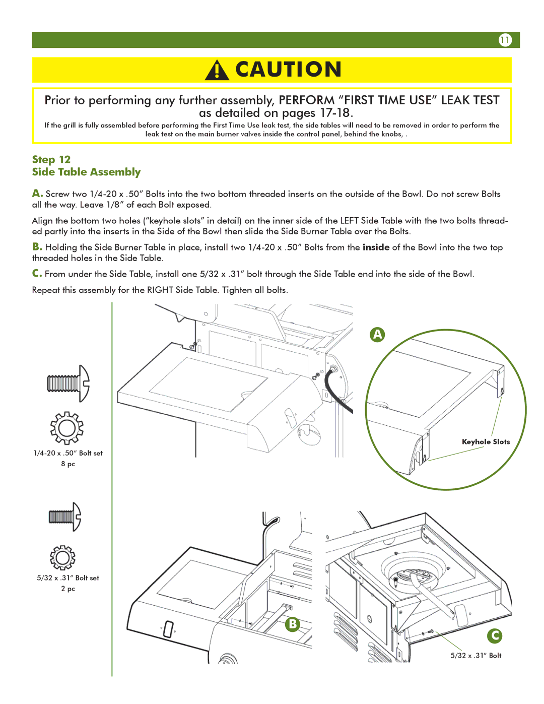 Aussie 6804T80SS1 manual Step Side Table Assembly 