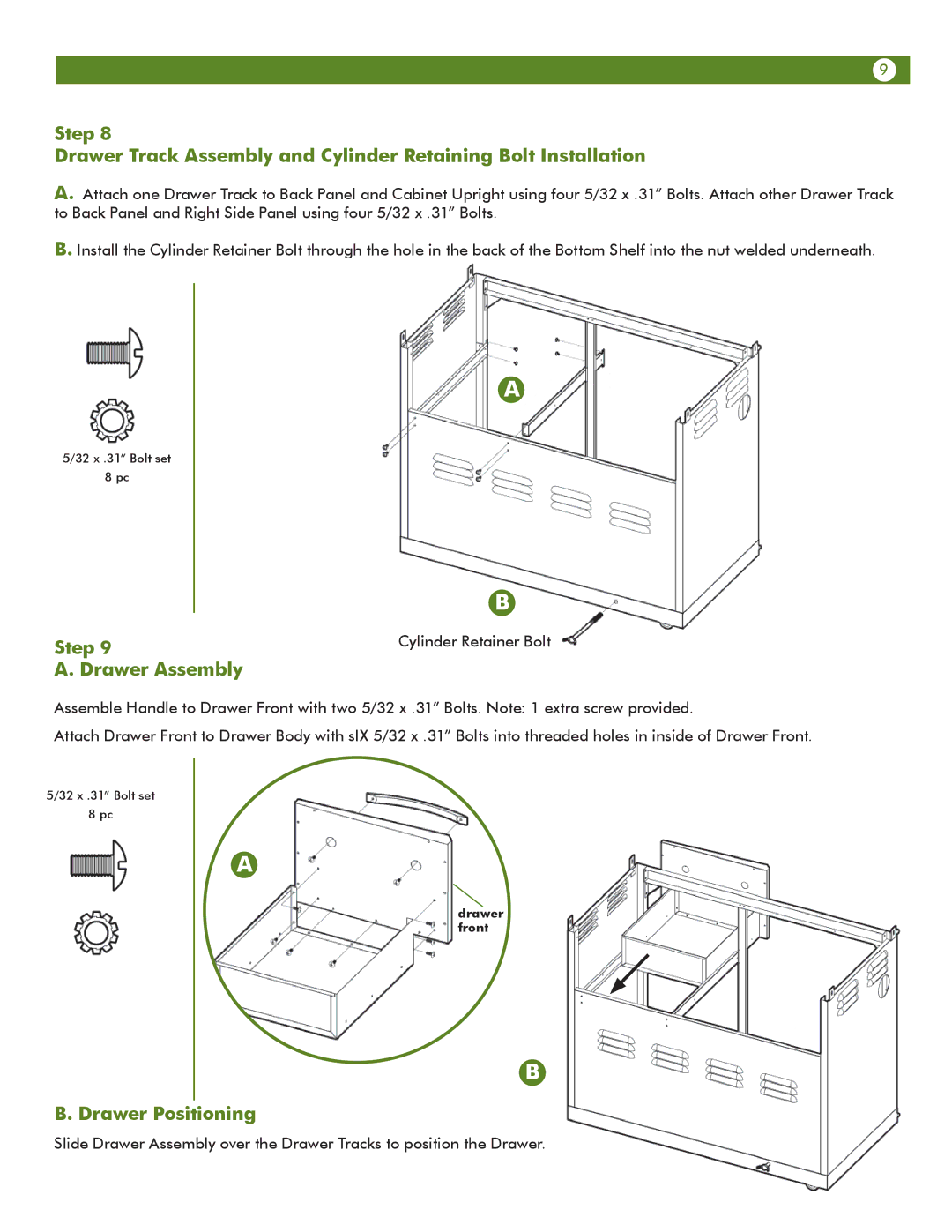 Aussie 6804T80SS1 manual Step Drawer Assembly, Drawer Positioning 