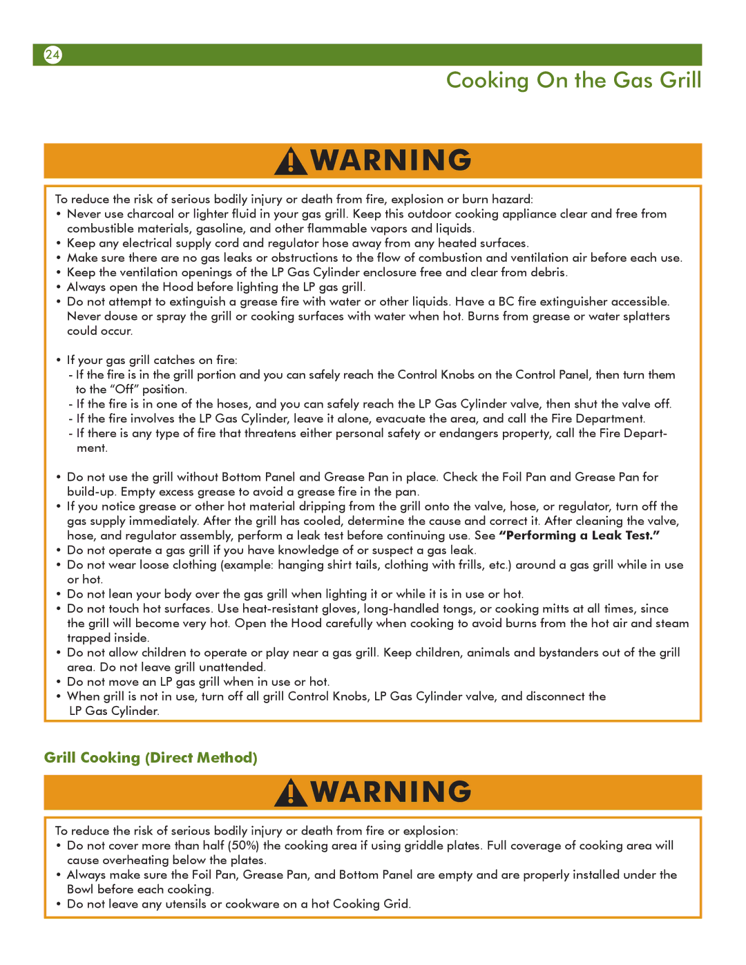 Aussie 6804T8UK91 manual Cooking On the Gas Grill, Grill Cooking Direct Method 