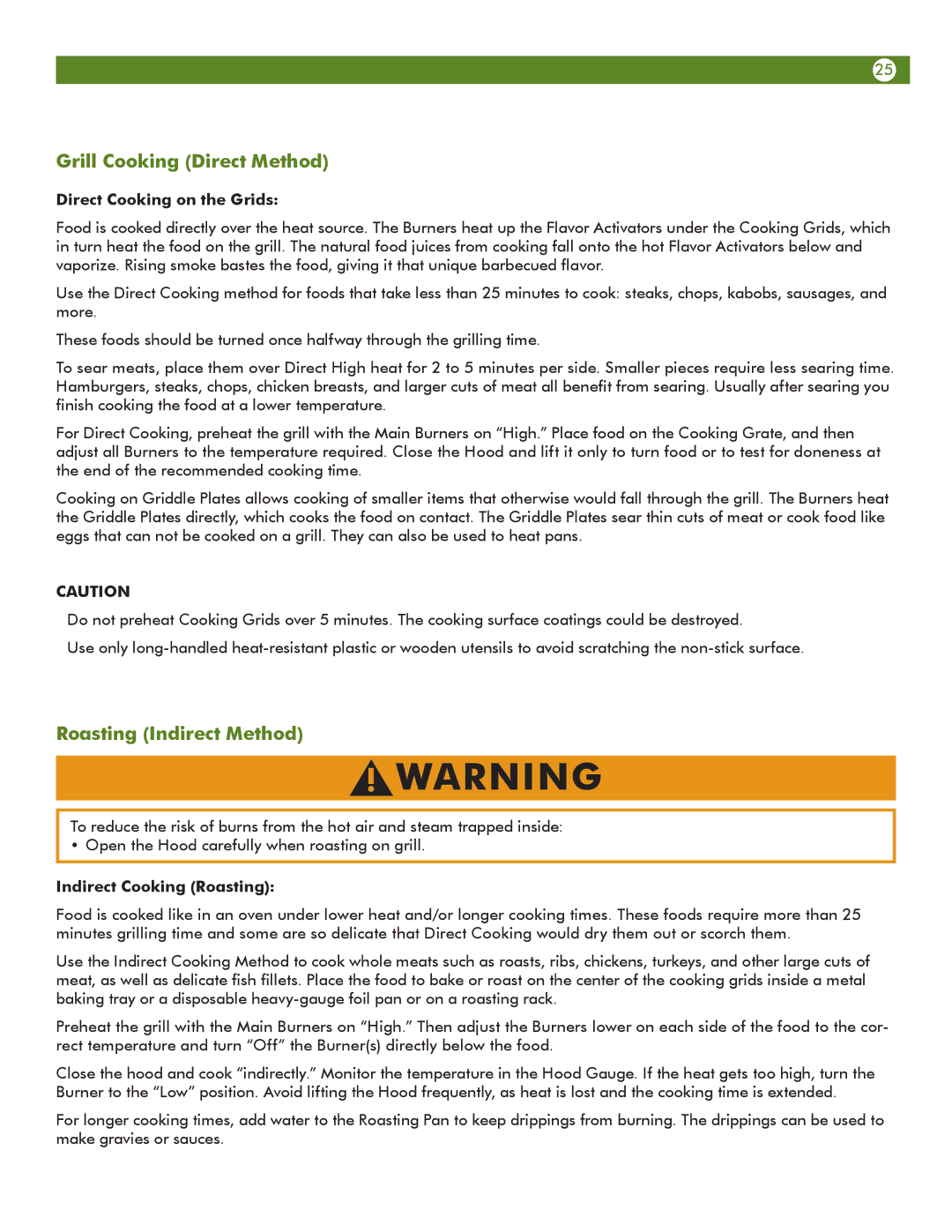 Aussie 6804T8UK91 manual Roasting Indirect Method, Direct Cooking on the Grids, Indirect Cooking Roasting 