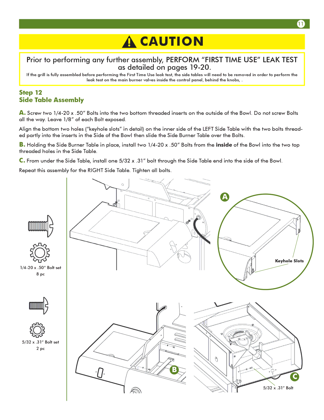 Aussie 68R5A9SSS1 manual Step Side Table Assembly 