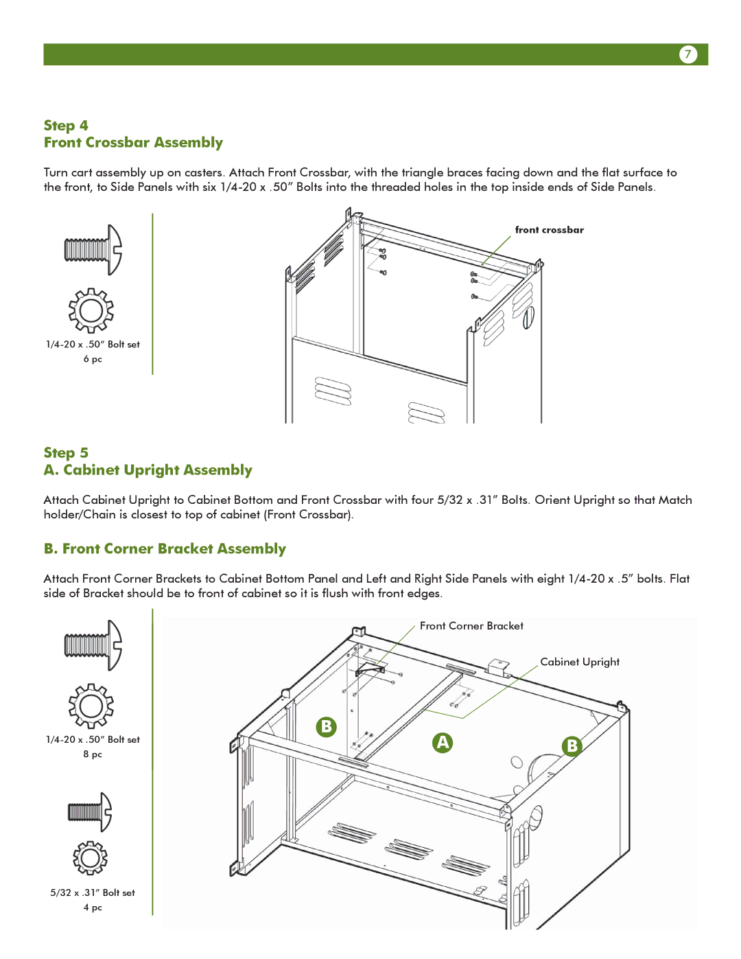 Aussie 68R5A9SSS1 manual Step Front Crossbar Assembly, Step Cabinet Upright Assembly, Front Corner Bracket Assembly 