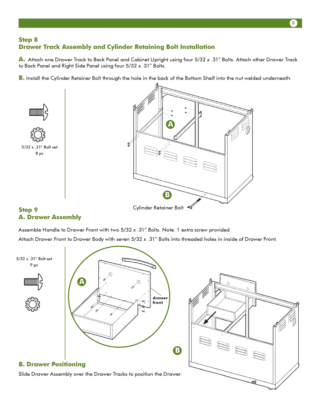 Aussie 68R5A9SSS1 manual Step Drawer Assembly, Drawer Positioning 