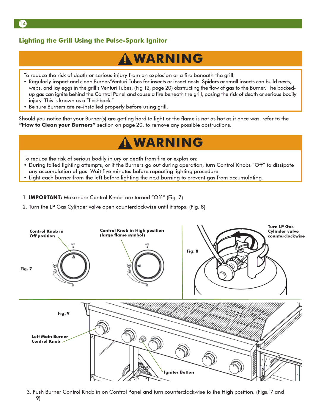 Aussie 69F6U00KS1 manual Lighting the Grill Using the Pulse-Spark Ignitor 