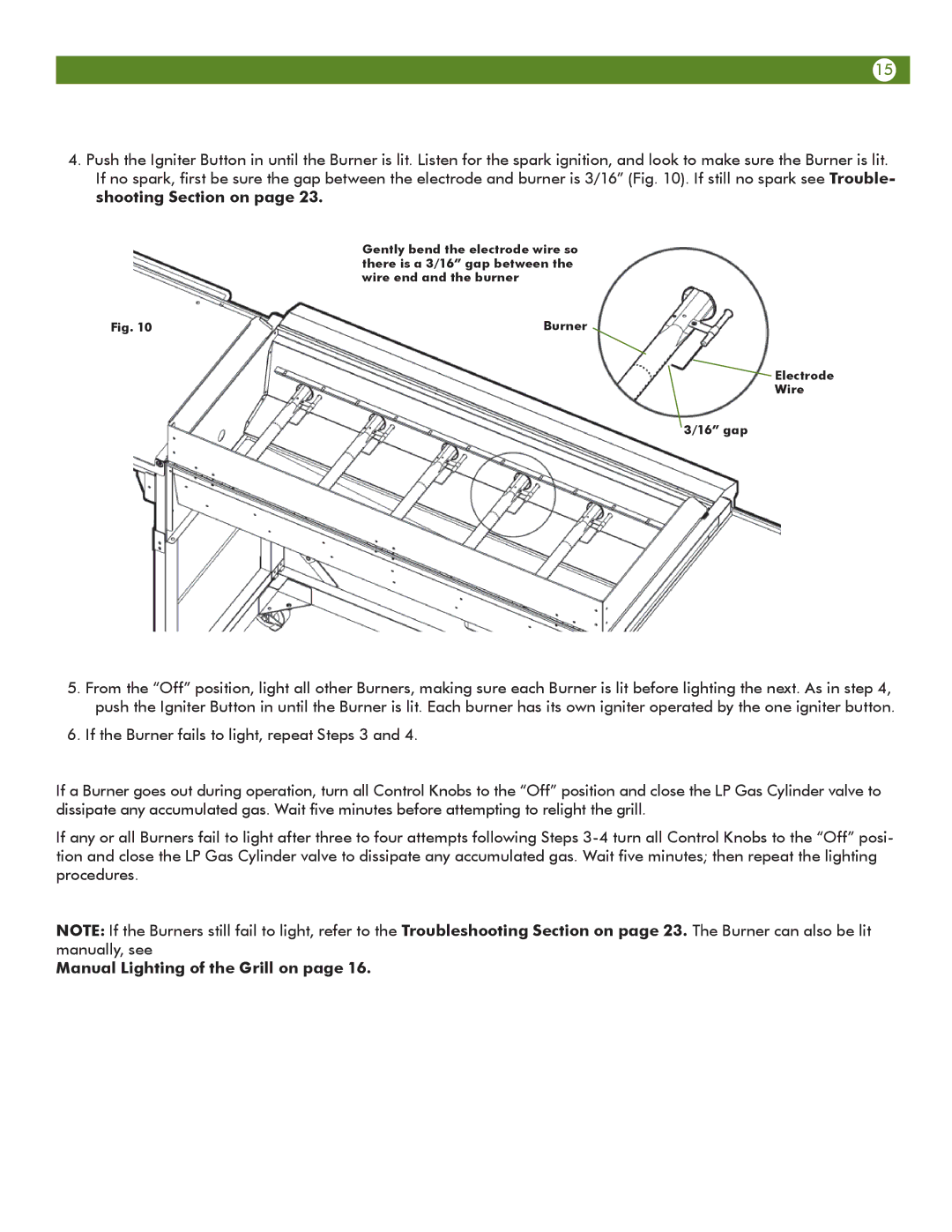 Aussie 69F6U00KS1 manual Manual Lighting of the Grill on 