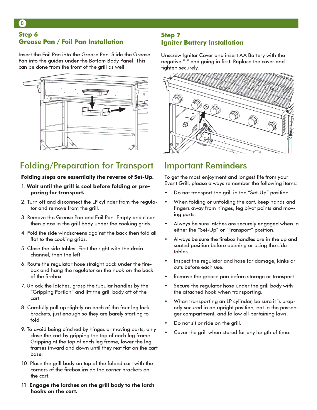 Aussie 69F6U00KS1 manual Folding/Preparation for Transport 